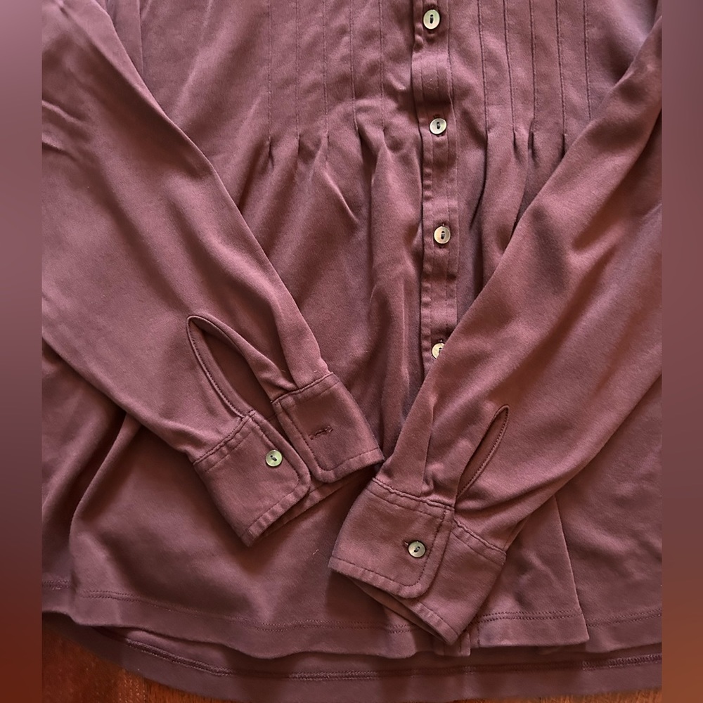 LL BEAN Woman's LS Maroon Button Up Large Shirt - Picture 6 of 6